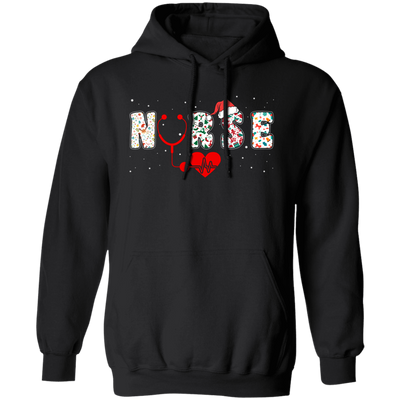 Nurse Christmas, Love Nurse, Love Christmas, Xmas Pattern Pullover Hoodie