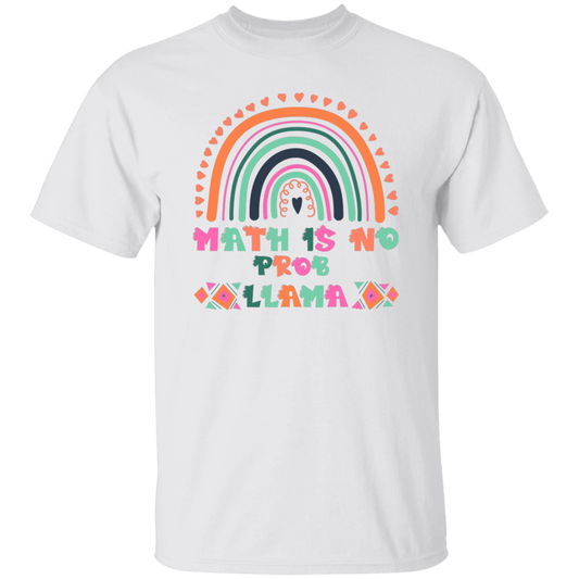 Math Is No Prob-Llama, No Problem, Retro Rainbow Unisex T-Shirt