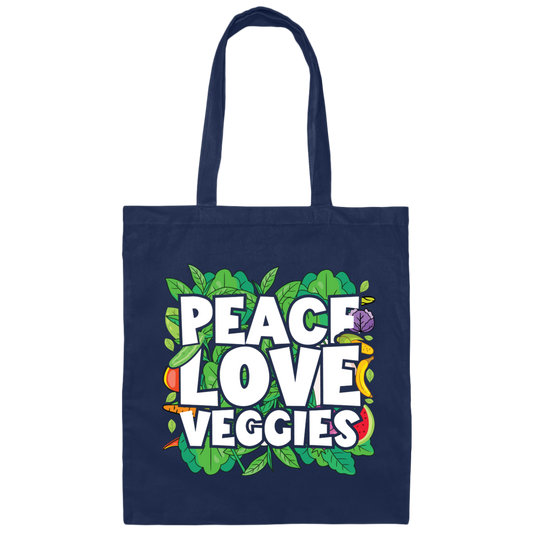 Peace Love Veggies, Vegan Day, Vegan Peoples Canvas Tote Bag