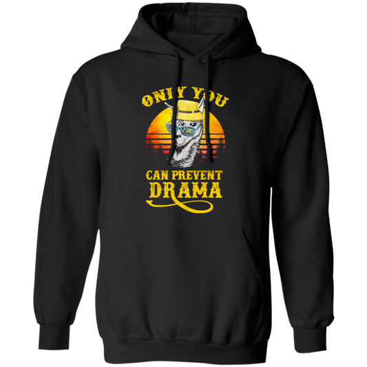 Llama Camping, Only You Can Prevent Drama, Love Llama, Best Retro Pullover Hoodie