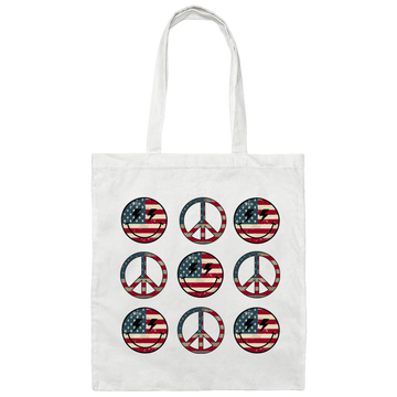 Peace American, Smiley Emotion, Smile America, Peace Smile Canvas Tote Bag