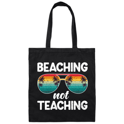 Summer Sunglasses Gift, Vintage Sunset Beaching Not Teaching Summer Canvas Tote Bag