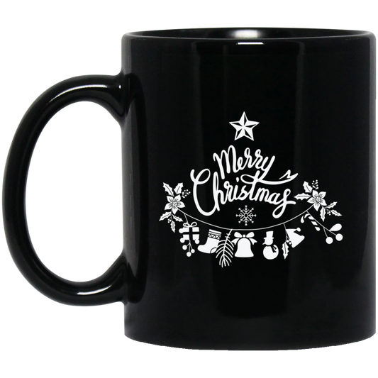 Merry Christmas Silhouette, Christmas Bell, Christmas Flower, Merry Christmas, Trendy Christmas Black Mug