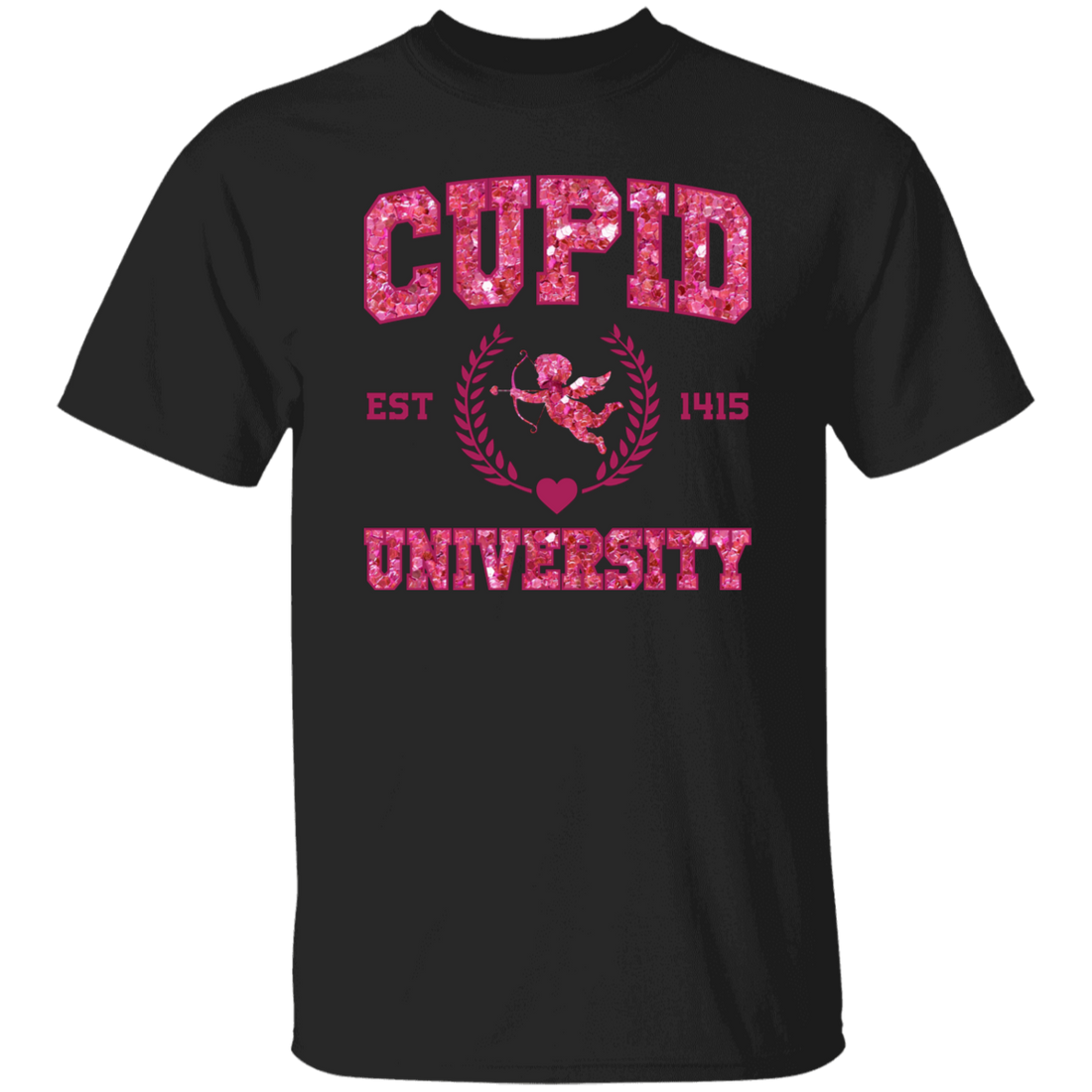 Cupid University, Est 1415, Pink Glitter Cupid, Glitter Valentine, Valentine's Day, Trendy Valentine Unisex T-Shirt