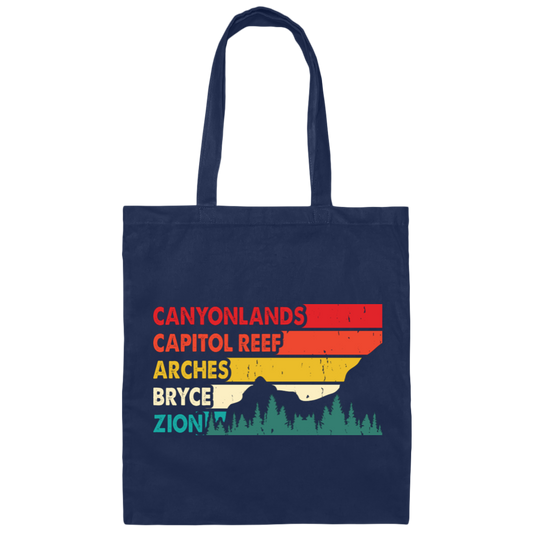 Canyonland, Capitol Reef, Arches, Bryce, Zion, National Park Canvas Tote Bag