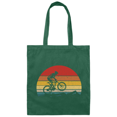 Vintage Biking, Cycling Biker Retro, Riding On Mountain Retro Canvas Tote Bag