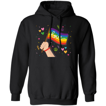 Pride Month, LGBT Gifts, LGBT Flag, Love And Peace Pullover Hoodie