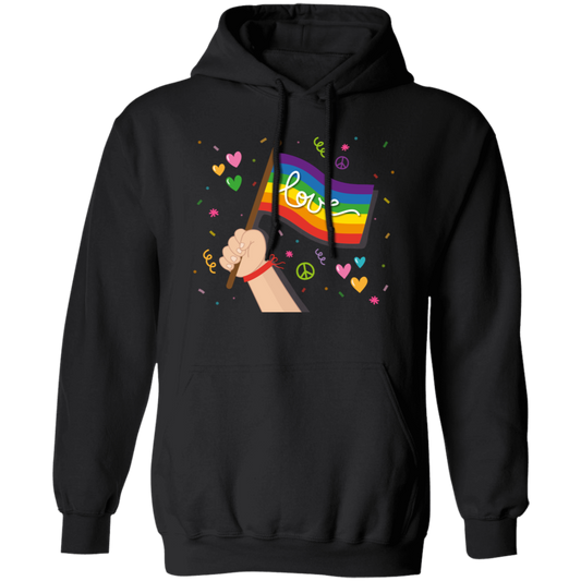 Pride Month, LGBT Gifts, LGBT Flag, Love And Peace Pullover Hoodie