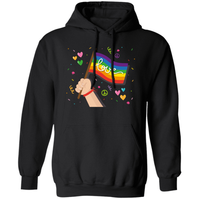 Pride Month, LGBT Gifts, LGBT Flag, Love And Peace Pullover Hoodie