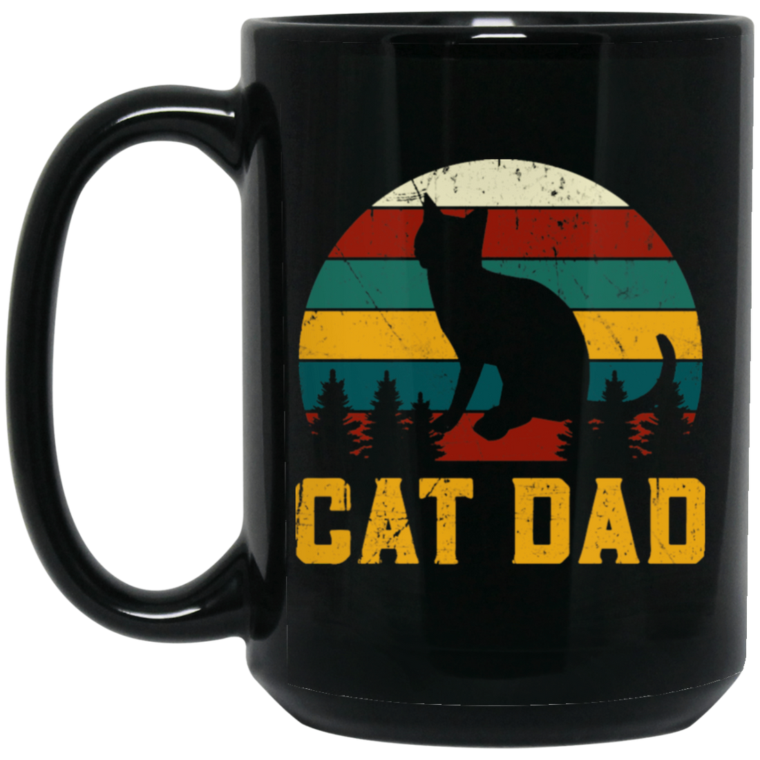 Cat Lover, Retro Cat Dad, Kitten Love Gift, Vintage Cat, Best Of Meow Black Mug