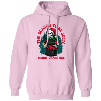 The Season To Be Jolly, Merry Christmas, Trendy Christmas, Skeleton Santa Pullover Hoodie