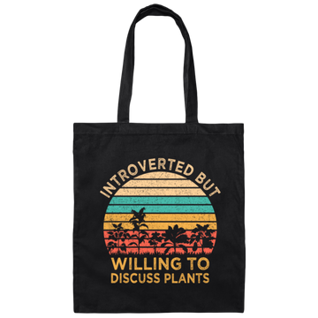 Retro Introverted But Willing To Discuss Plants Gift Canvas Tote Bag