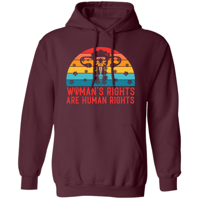 Woman's Rights Are Human Rights, Retro Woman Holiday Pullover Hoodie