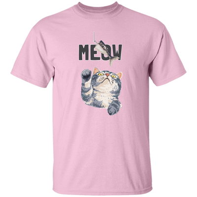 Cute Meow, Cute Stupid Cat, Cat Catch Fishing Rod Unisex T-Shirt