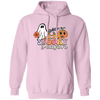 Spooky Season, Groovy Halloween, Boo And Bat Pullover Hoodie