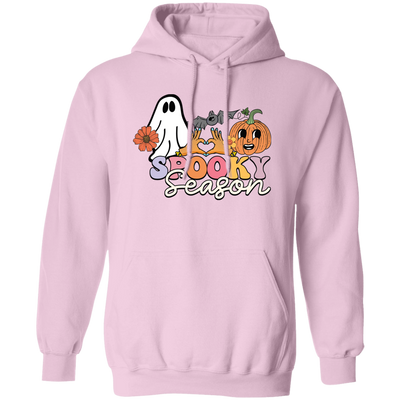 Spooky Season, Groovy Halloween, Boo And Bat Pullover Hoodie