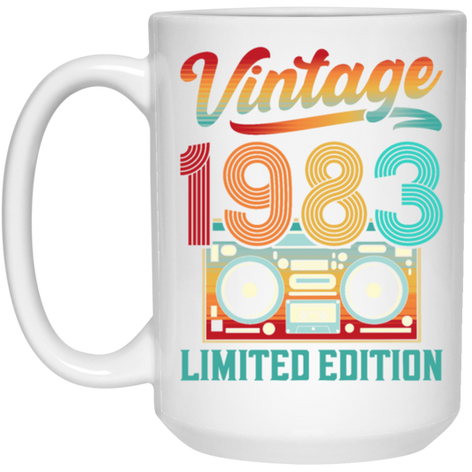 1983 Limited Edition, Vintage Cassette, 1983 Birthday White Mug