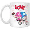 Cute Gnome, Gnome Couple, Gnome Ride A Bike With Love, Valentine's Day, Trendy Valentine White Mug