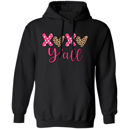 Xoxo Valentine, Love Y'All, Leopard Valentine, Valentine Gift, Valentine's Day, Trendy Valentine Pullover Hoodie