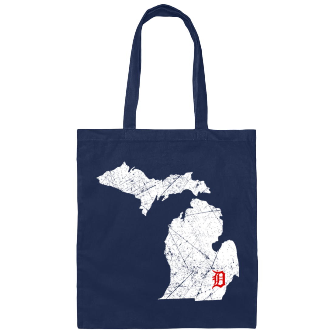 Detroit City, Michigan Map Lakes, Letter D Nature Gift, Love Michigan Canvas Tote Bag