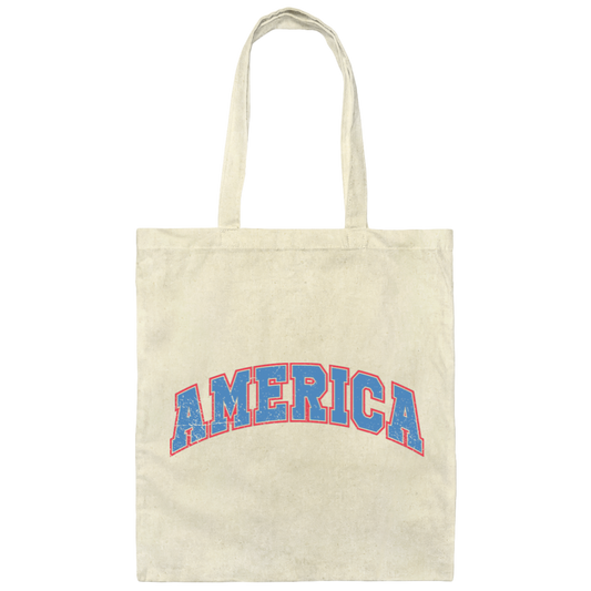 America Text, American Patriotic, 4th July Retro, 4th July Canvas Tote Bag