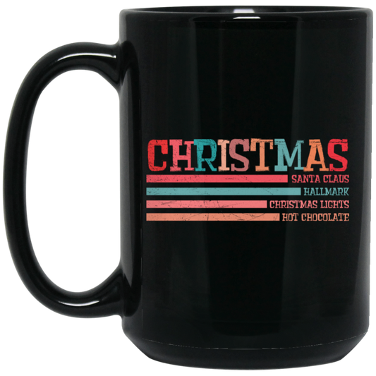 Christmas Vintage Style, Merry Christmas, Trendy Christmas, Santa Claus Black Mug