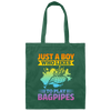 Love Bagpipes, Just A Boy Who Likes Bagpipes, Love Music, Best Bagpipes Canvas Tote Bag
