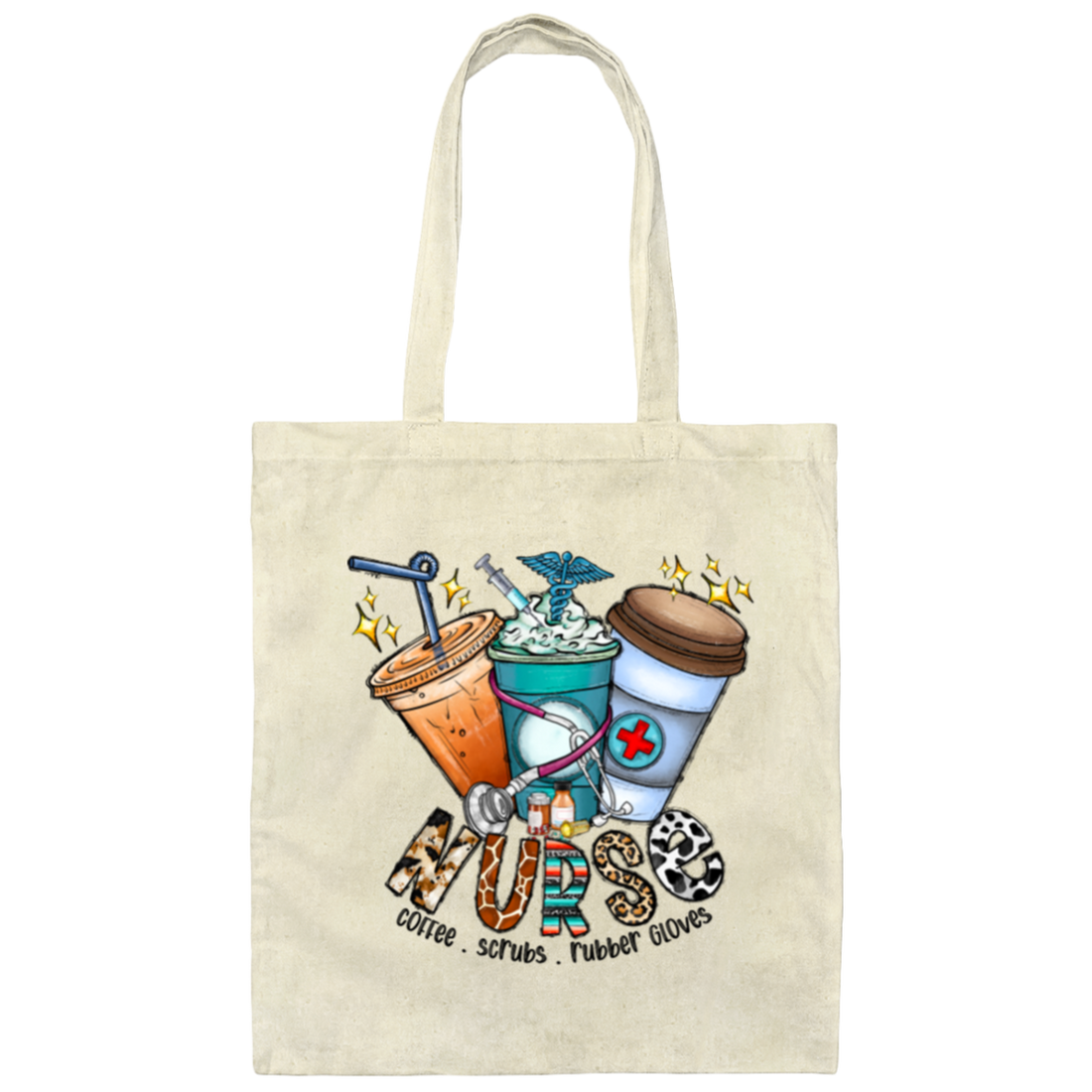 Nurse Lover Coffee Scrubs Rubber Gloves Canvas Tote Bag