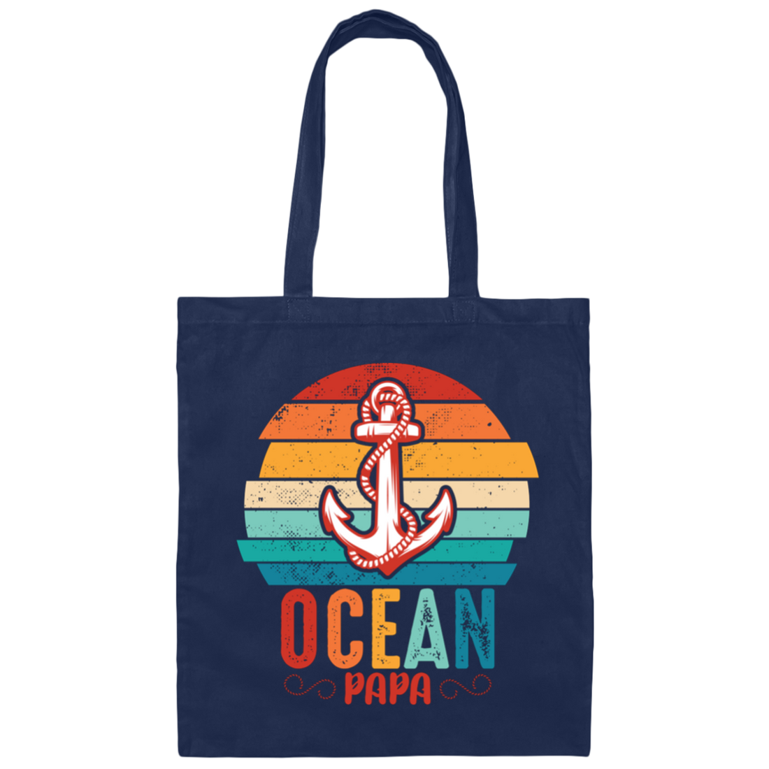 Ocean Papa, Retro Papa, Retro Ocean, Retro Anchor Canvas Tote Bag