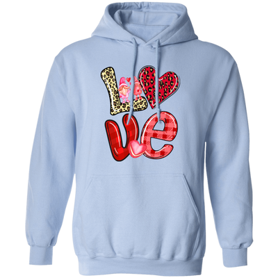 Love Gnome, My Love, Valentine Pattern, Leopard Love, Valentine's Day, Trendy Valentine Pullover Hoodie