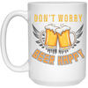 Don't Worry, Beer Happy, Cheer Up, Beer Retro White Mug