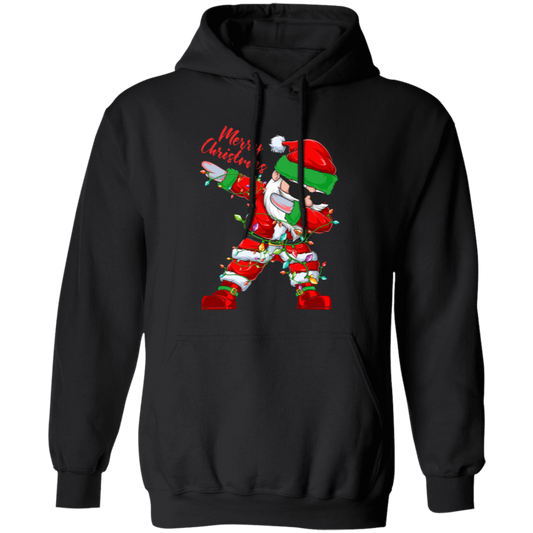 Dabbing Santa, Santa Claus, Xmas Light With Santa, Merry Christmas, Trendy Christmas Pullover Hoodie