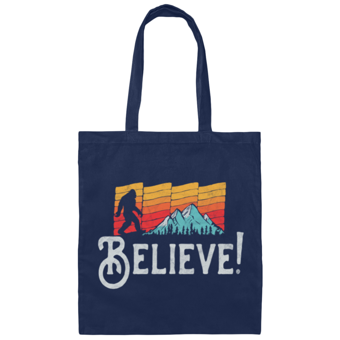 Retro Bigfoot, Believe Bigfoot Sasquatch, Retro Bigfoot Love Gift Canvas Tote Bag