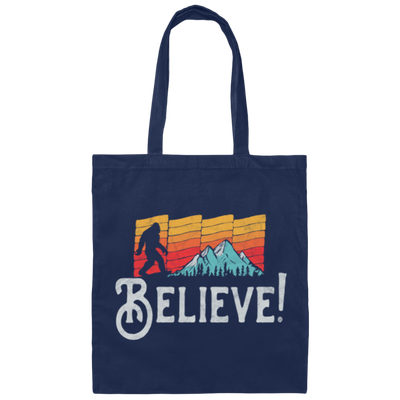 Retro Bigfoot, Believe Bigfoot Sasquatch, Retro Bigfoot Love Gift Canvas Tote Bag