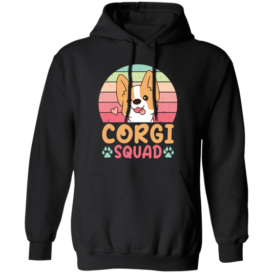 Corgi Squad, Retro Corgi, Groovy Corgi, Lovely Corgi Pullover Hoodie