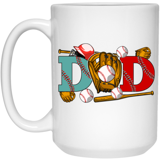 Dad Lover, Father's Day Gift, Love Baseball, Baseball team White Mug