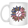 American Baseball, Sunflower Baseball, Leopard Sunflower-4 White Mug