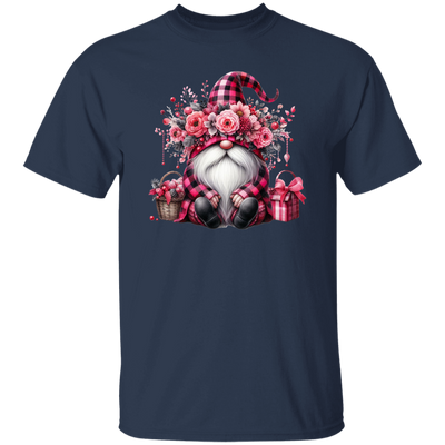 Pink Gnome, Cute Christmas, Cute Gnome, Pink Plaid Christmas Unisex T-Shirt