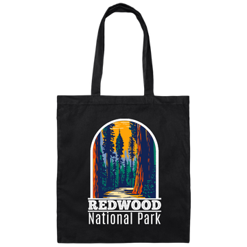 National Park Gift, Redwood Park Gift, Retro Redwood, Love National Parks Canvas Tote Bag