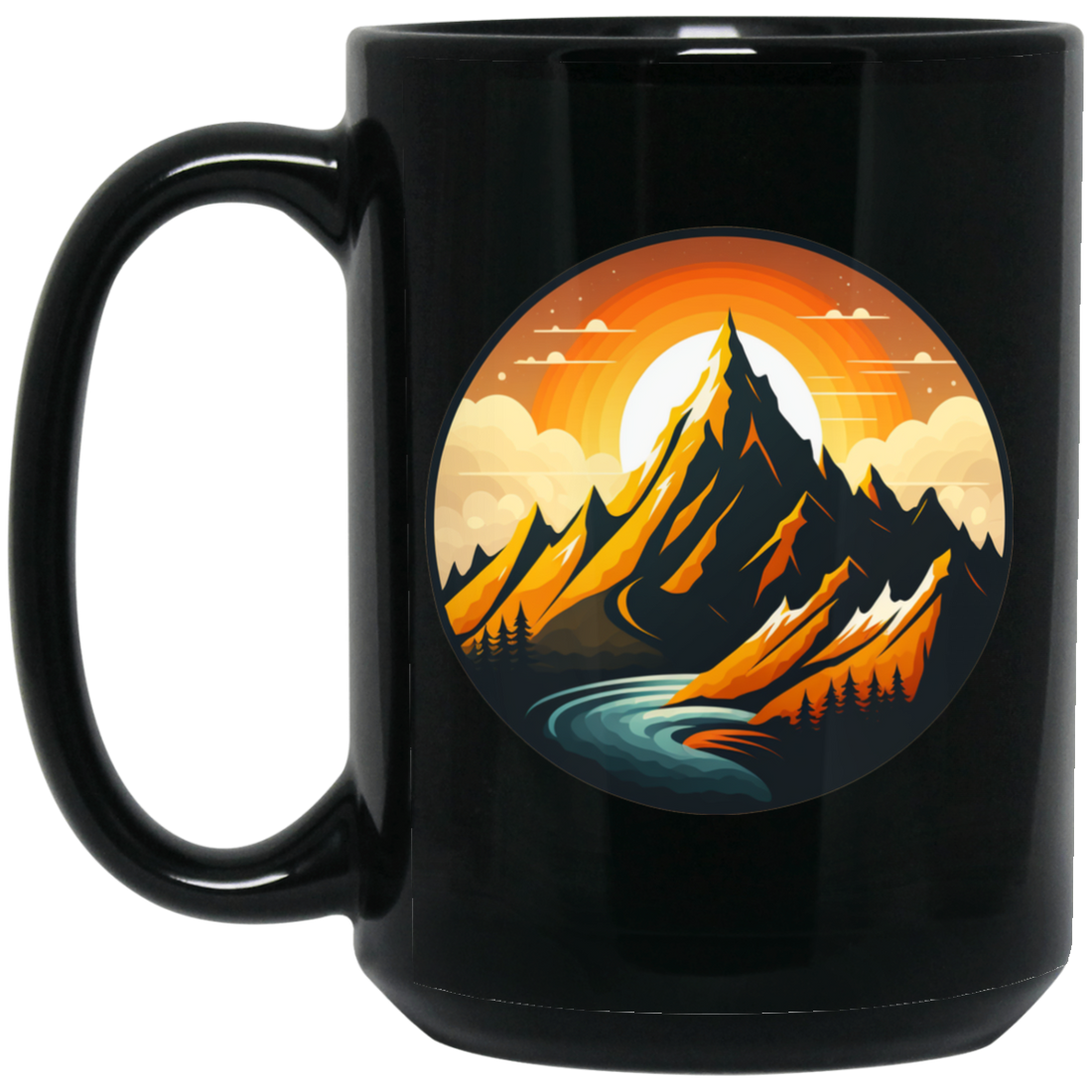 Love Moountain, Best Landscape, Love Sunset, Mountain With Sunset Black Mug