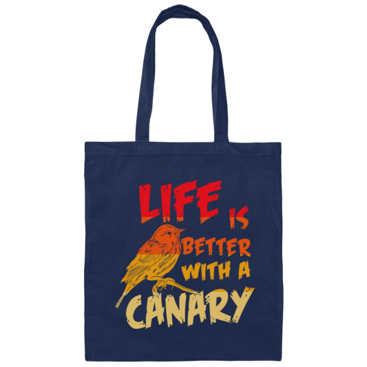 Canary Bird Life Is Better With A Fashionable Bird Vintage Canvas Tote Bag