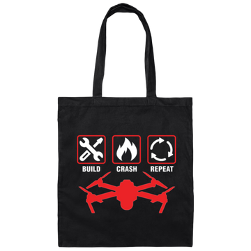 Build Crash, Repeat Drone, Love Drone, Vintage Drone, Destroy Building Canvas Tote Bag