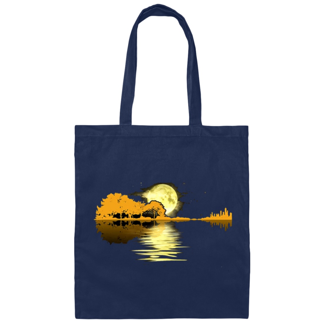 Love Guitar, Guitar Lake Shadow, Moon Lake Night Mathmetics Guitar Awesome Canvas Tote Bag