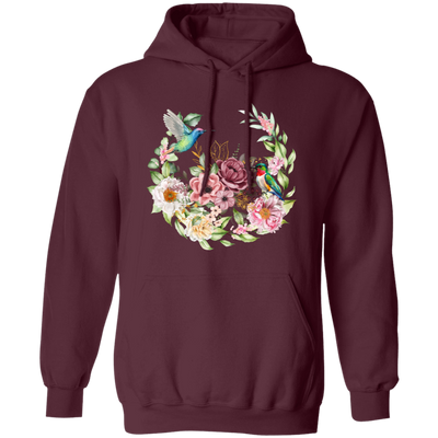 Hummingbird With Flower, Love Hummingbird, Beautiful Flowers Pullover Hoodie