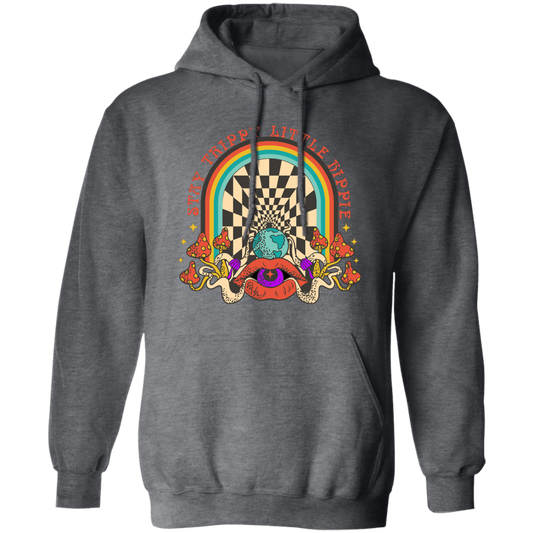 Stay Trippy Little Hippie, Groovy Hippie, Mushroom Pullover Hoodie