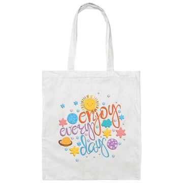 Cool Colorful Motivational Quote With Space, Love Life, Enjoy Every Day Canvas Tote Bag