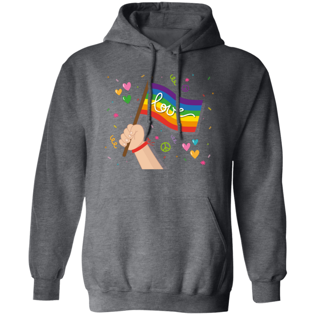 Pride Month, LGBT Gifts, LGBT Flag, Love And Peace Pullover Hoodie