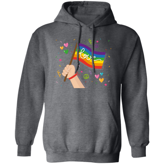 Pride Month, LGBT Gifts, LGBT Flag, Love And Peace Pullover Hoodie