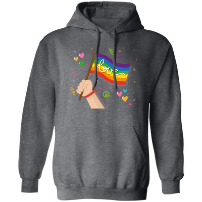 Pride Month, LGBT Gifts, LGBT Flag, Love And Peace Pullover Hoodie