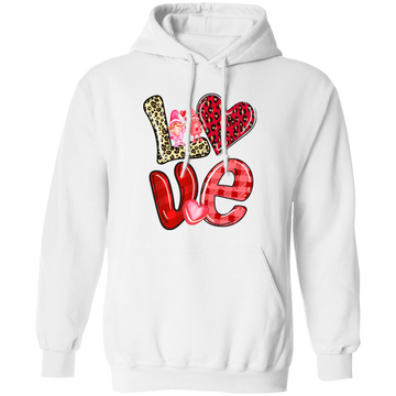 Love Gnome, My Love, Valentine Pattern, Leopard Love, Valentine's Day, Trendy Valentine Pullover Hoodie